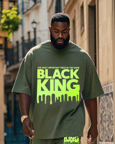 Big Boys June Festival Black History Green Bottom Print Short Sleeve Trousers Suit